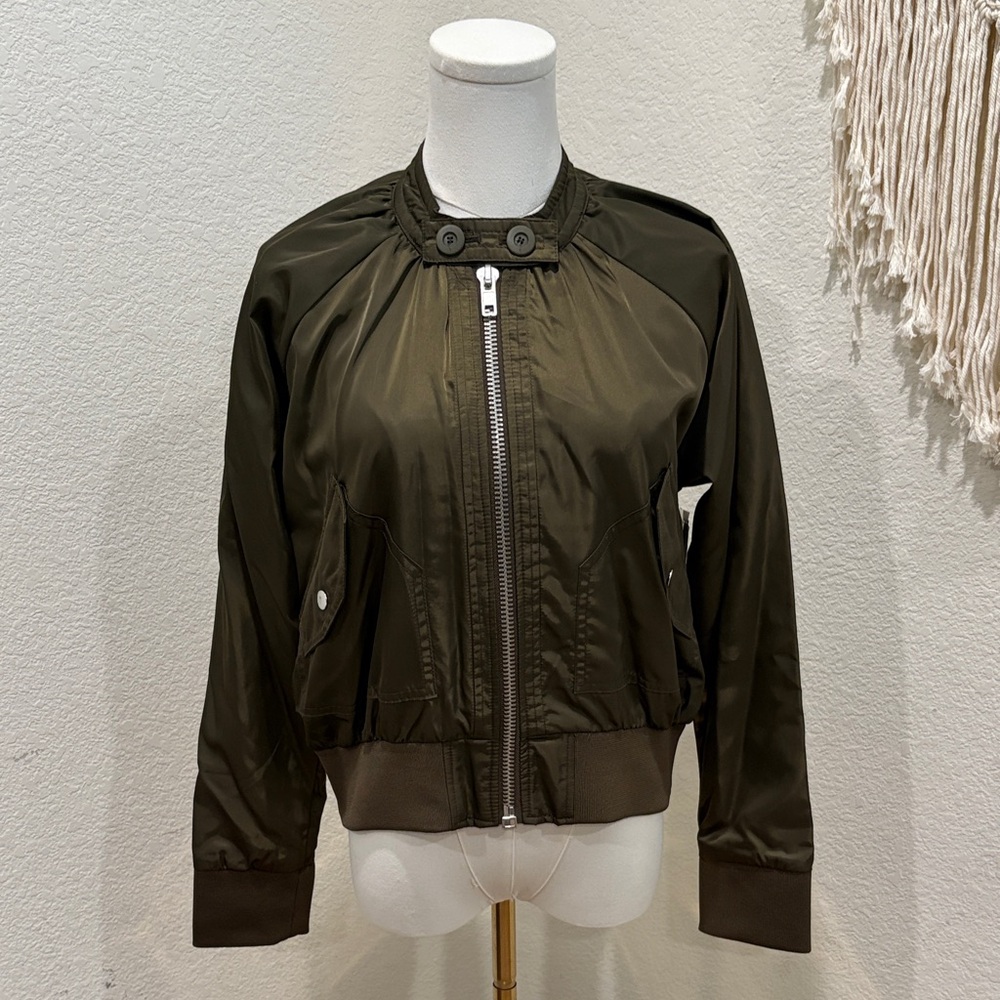Free People Dark Olive Bomber Jacket